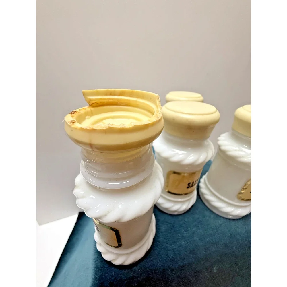 Vintage Milk Glass Spice Jars Set Of 12 With Lids Retro Kitchen Storage